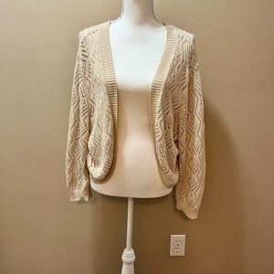 Lane Bryant Cream Open-Knit Sweater Cardigan Size 22/24
